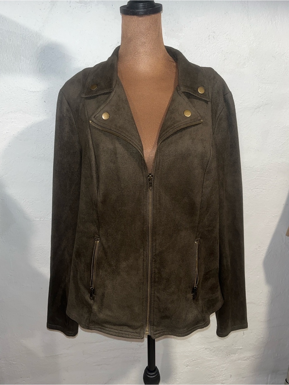 Style & Co Green Suede Jacket